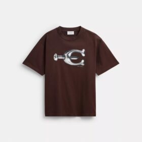 Χαλαρό T-shirt με μεταλλικά στοιχεία από βιολογικό βαμβακερό ύφασμα