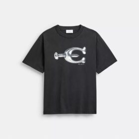 Χαλαρό T-shirt με μεταλλικά στοιχεία από βιολογικό βαμβακερό ύφασμα