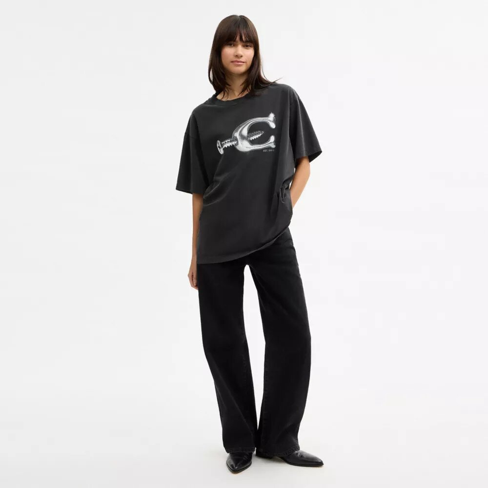 Χαλαρό T-shirt με μεταλλικά στοιχεία από βιολογικό βαμβακερό ύφασμα