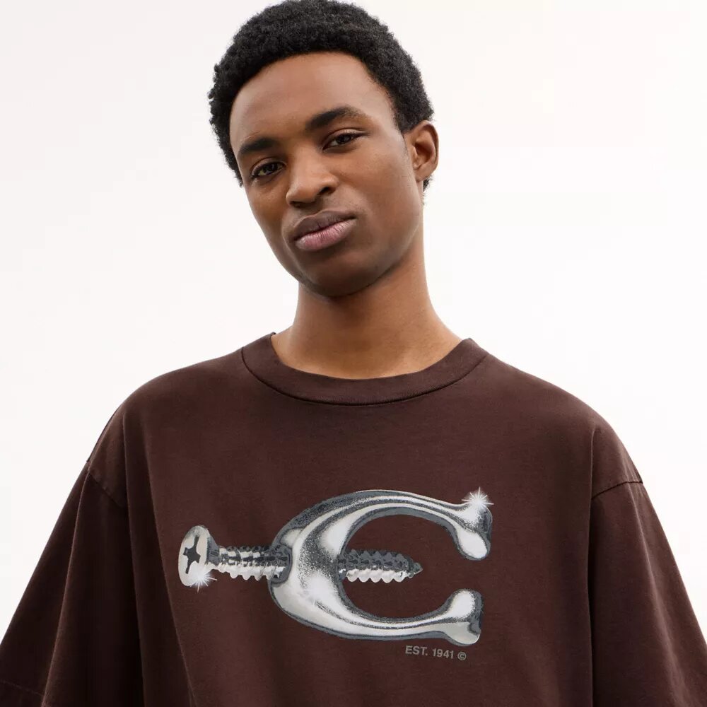 Χαλαρό T-shirt με μεταλλικά στοιχεία από βιολογικό βαμβακερό ύφασμα