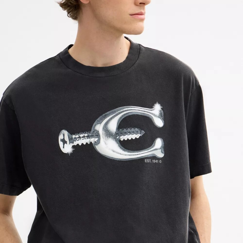 Χαλαρό T-shirt με μεταλλικά στοιχεία από βιολογικό βαμβακερό ύφασμα