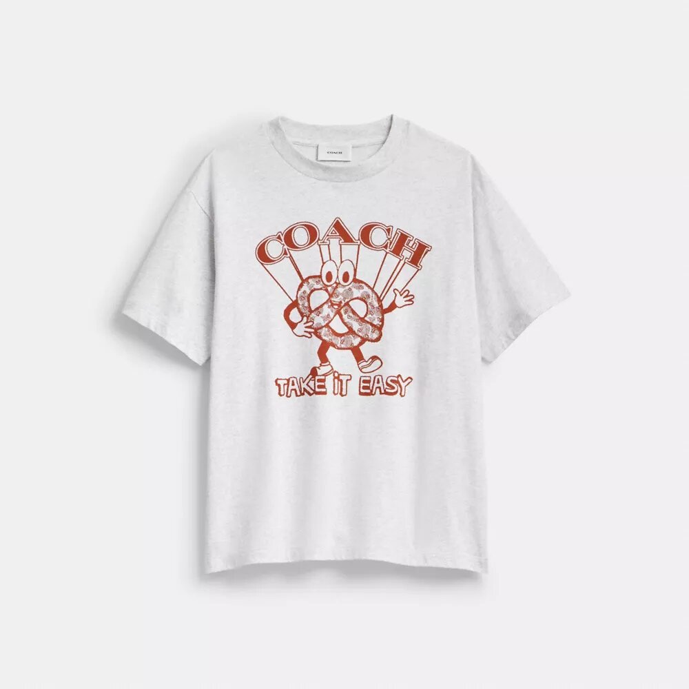 Χαλαρό T-shirt με μοτίβο πρέτσελ από βιολογικό βαμβακερό ύφασμα