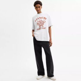 Χαλαρό T-shirt με μοτίβο πρέτσελ από βιολογικό βαμβακερό ύφασμα
