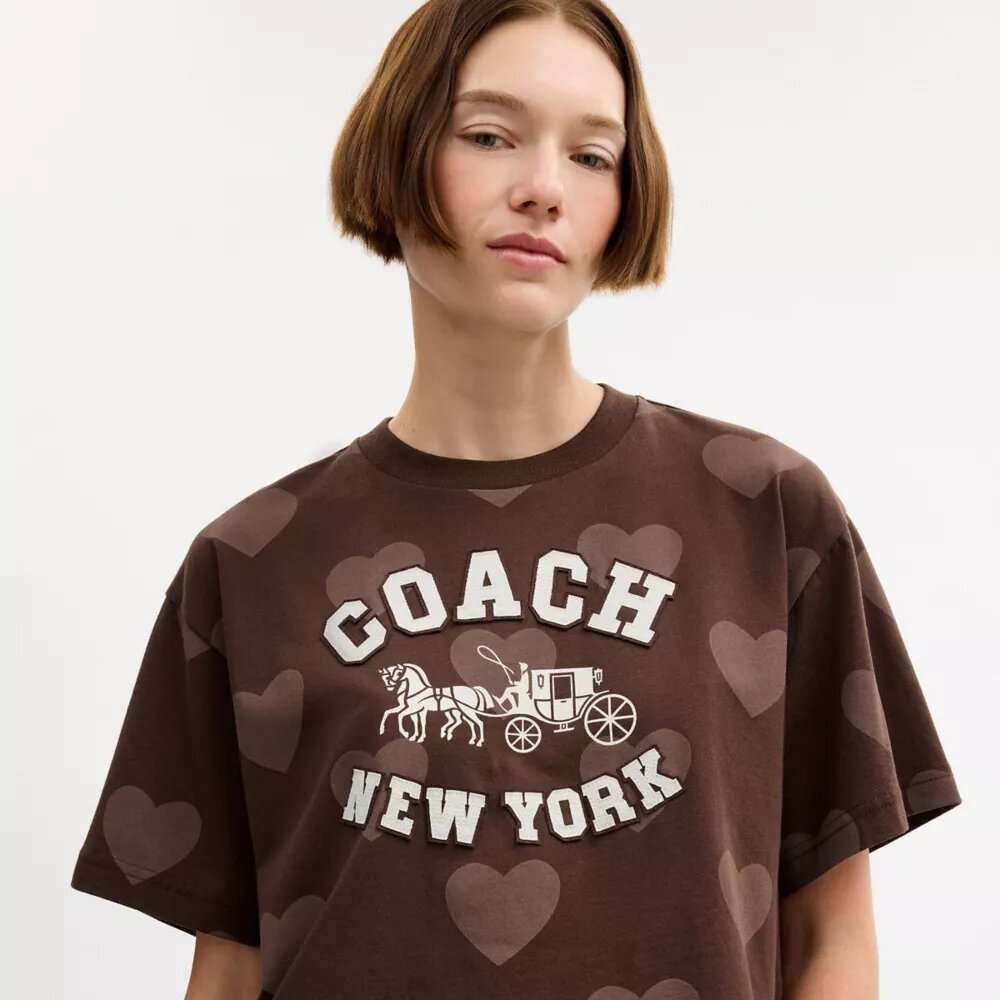 Κοντό T-shirt με καρδιά, Horse and Carriage και άμαξα από βιολογικό βαμβάκι