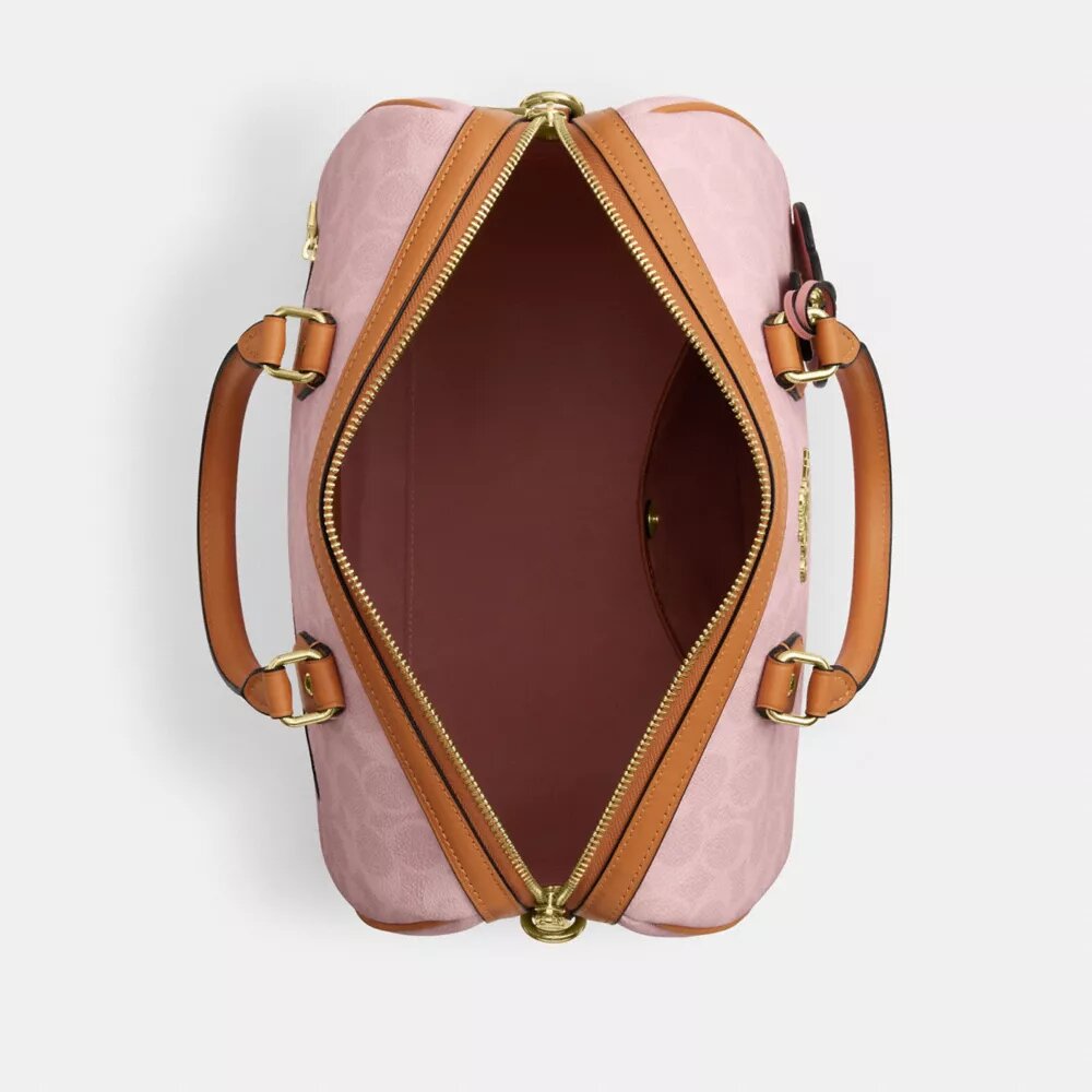Μεγάλη τσάντα τύπου Satchel Rowan από Signature Canvas με Γούρια