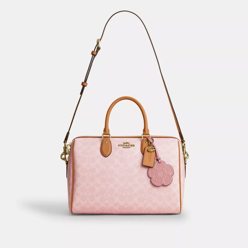 Μεγάλη τσάντα τύπου Satchel Rowan από Signature Canvas με Γούρια
