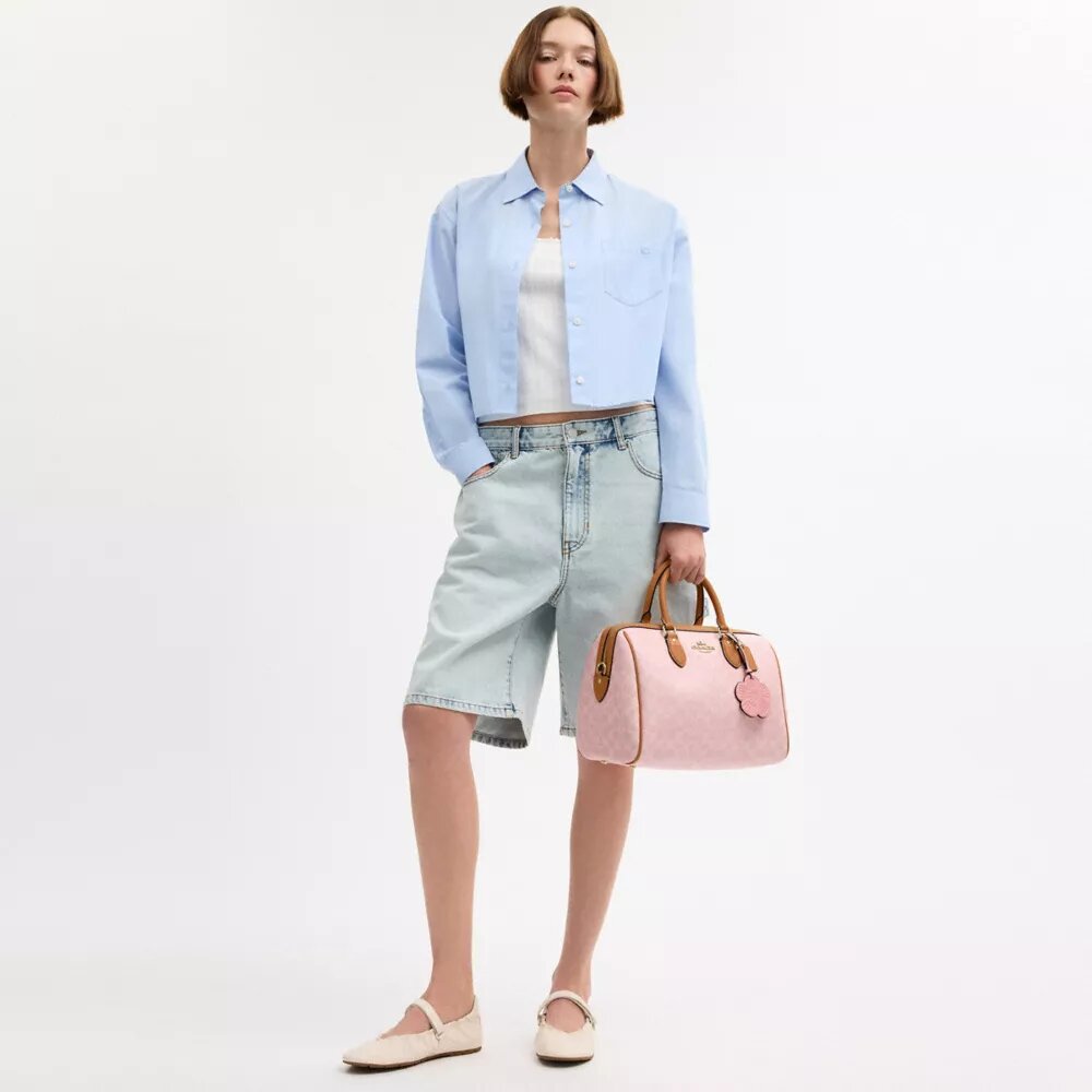 Μεγάλη τσάντα τύπου Satchel Rowan από Signature Canvas με Γούρια