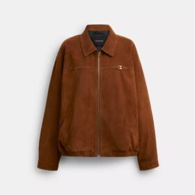 Μπουφάν Bomber από σουέτ Heritage C σε oversized μέγεθος