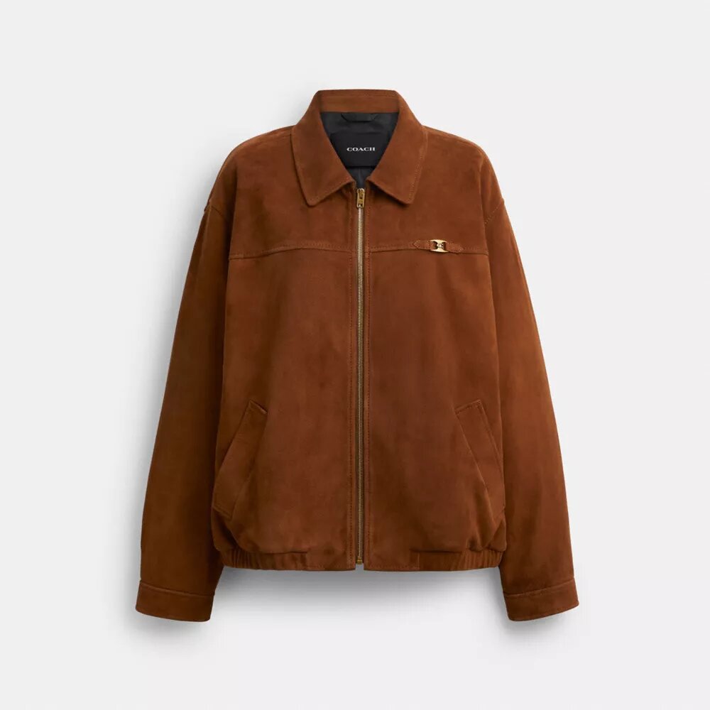 Μπουφάν Bomber από σουέτ Heritage C σε oversized μέγεθος