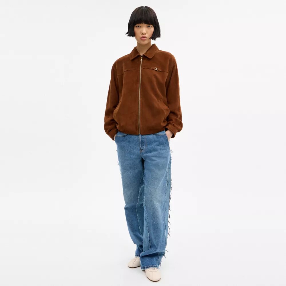 Μπουφάν Bomber από σουέτ Heritage C σε oversized μέγεθος