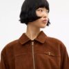 Μπουφάν Bomber από σουέτ Heritage C σε oversized μέγεθος
