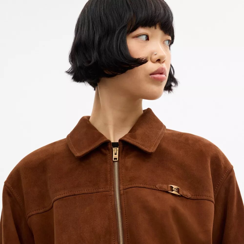 Μπουφάν Bomber από σουέτ Heritage C σε oversized μέγεθος