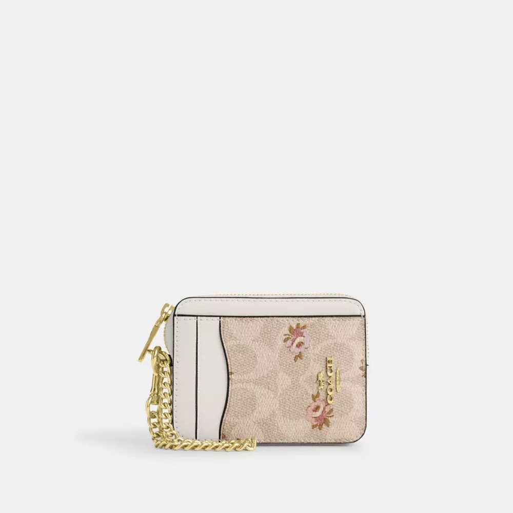 Θήκη καρτών με φερμουάρ από Signature Canvas με floral μοτίβο
