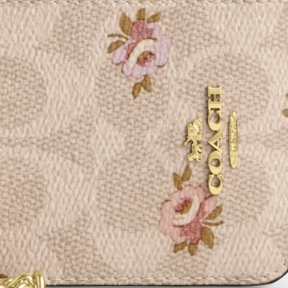 Θήκη καρτών με φερμουάρ από Signature Canvas με floral μοτίβο