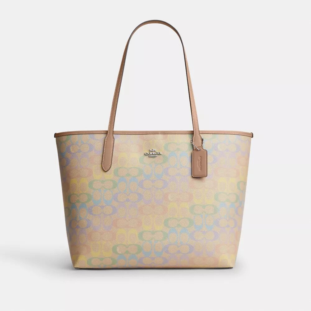 Τσάντα City Tote από το Signature Canvas Rainbow