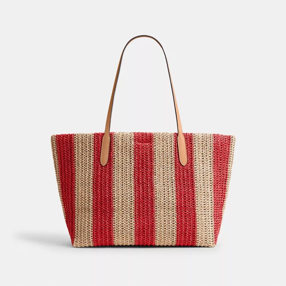 Τσάντα City Tote με ρίγες και διακοσμητικό στοιχείο