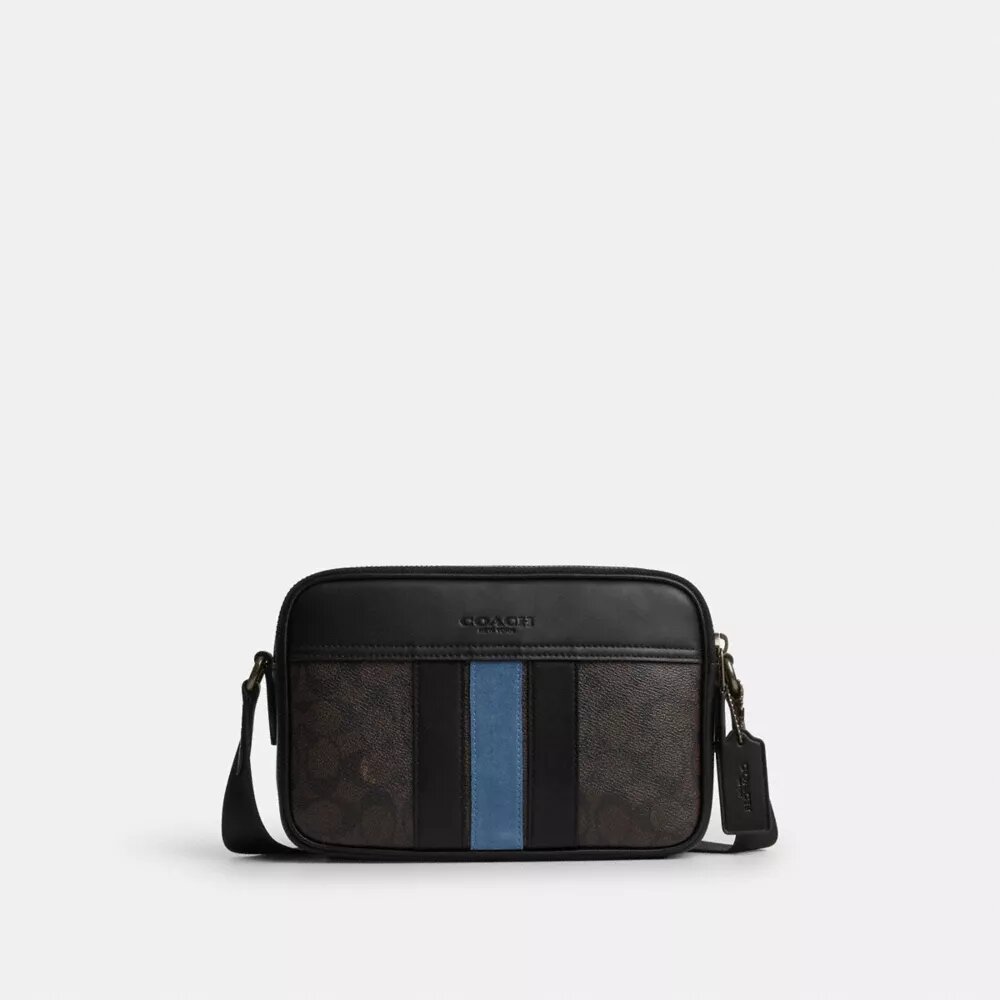 Τσάντα Graham για φορά χιαστί από Signature Canvas με ρίγες Varsity