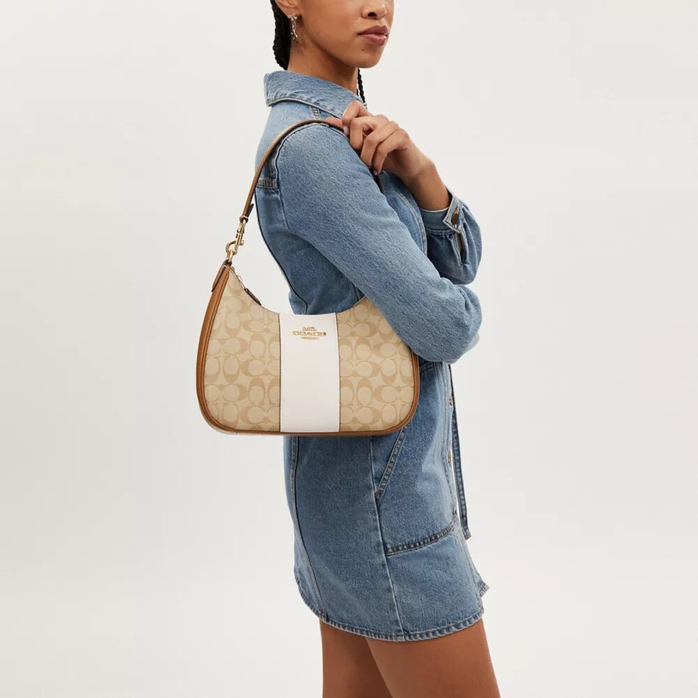 Τσάντα Hobo Teri από Signature Canvas με ρίγες
