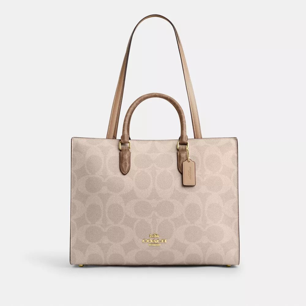 Τσάντα Maggie Tote από Signature Canvas με μπλοκ σχέδια