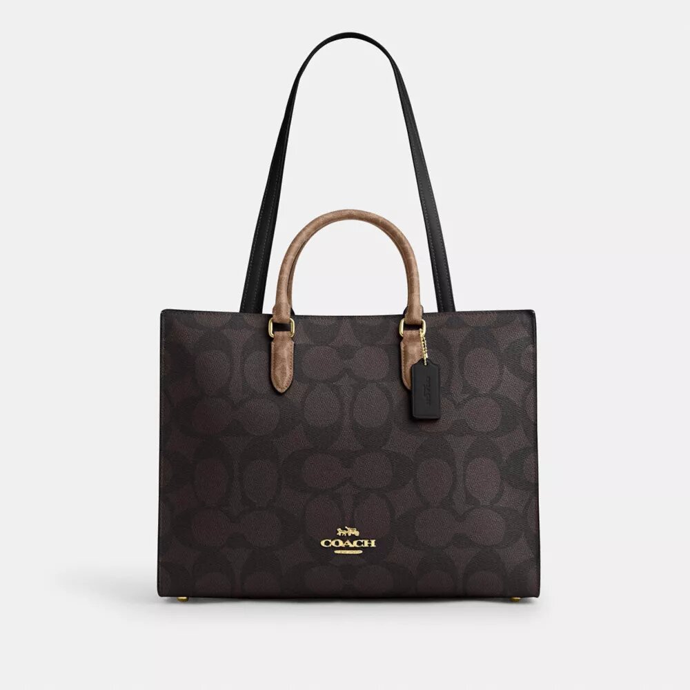 Τσάντα Maggie Tote από Signature Canvas με μπλοκ σχέδια