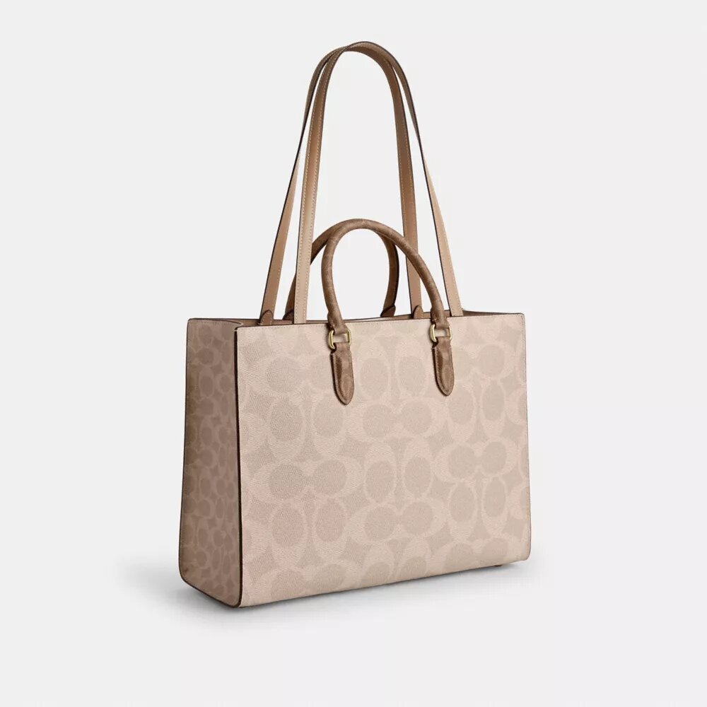 Τσάντα Maggie Tote από Signature Canvas με μπλοκ σχέδια
