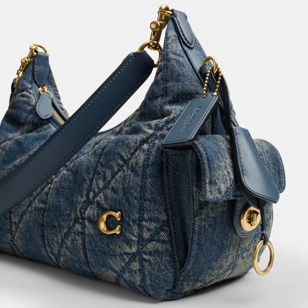 Τσάντα Pocket Juliet 30 από αναγεννημένο βαμβακερό τζιν με καπιτονέ