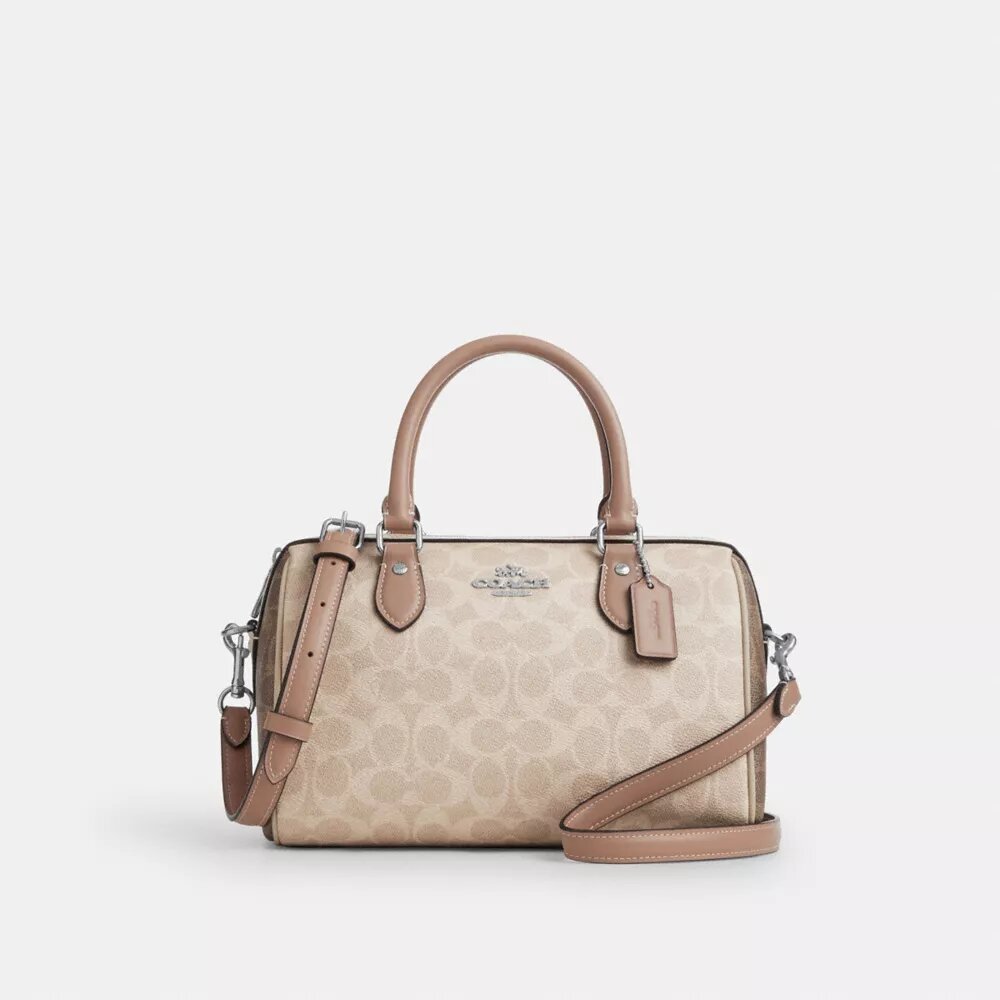 Τσάντα Rowan Satchel από χαρακτηριστικό Signature Canvas με μπλοκ σχέδια