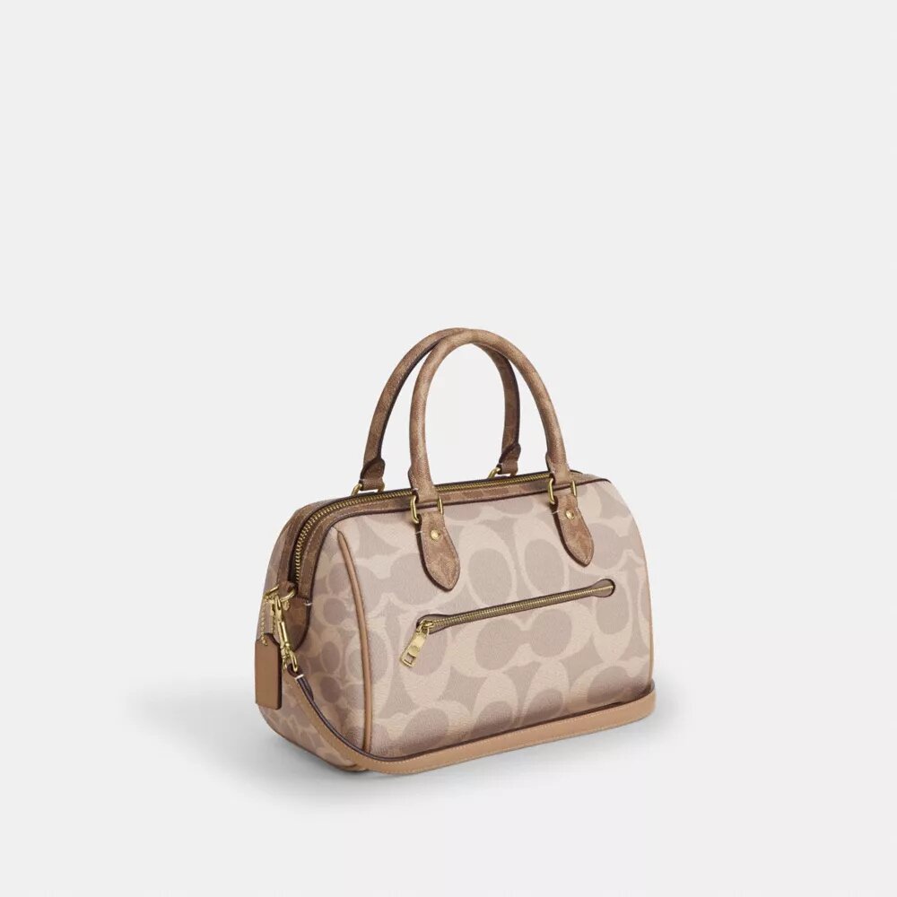 Τσάντα Rowan Satchel από χαρακτηριστικό Signature Canvas με μπλοκ σχέδια