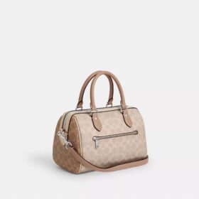 Τσάντα Rowan Satchel από χαρακτηριστικό Signature Canvas με μπλοκ σχέδια