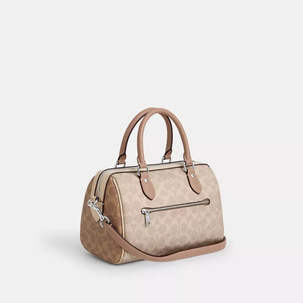 Τσάντα Rowan Satchel από χαρακτηριστικό Signature Canvas με μπλοκ σχέδια