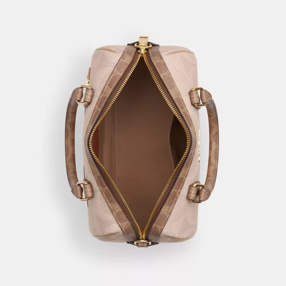 Τσάντα Rowan Satchel από χαρακτηριστικό Signature Canvas με μπλοκ σχέδια