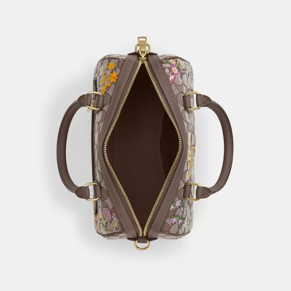 Τσάντα Rowan Satchel από χαρακτηριστικό ζακάρ με λουλουδάτο κέντημα