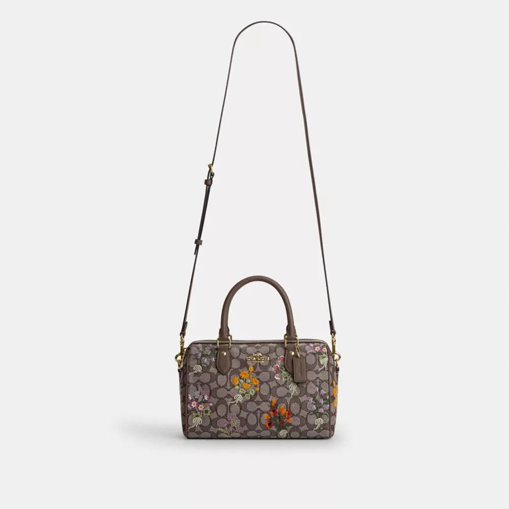Τσάντα Rowan Satchel από χαρακτηριστικό ζακάρ με λουλουδάτο κέντημα