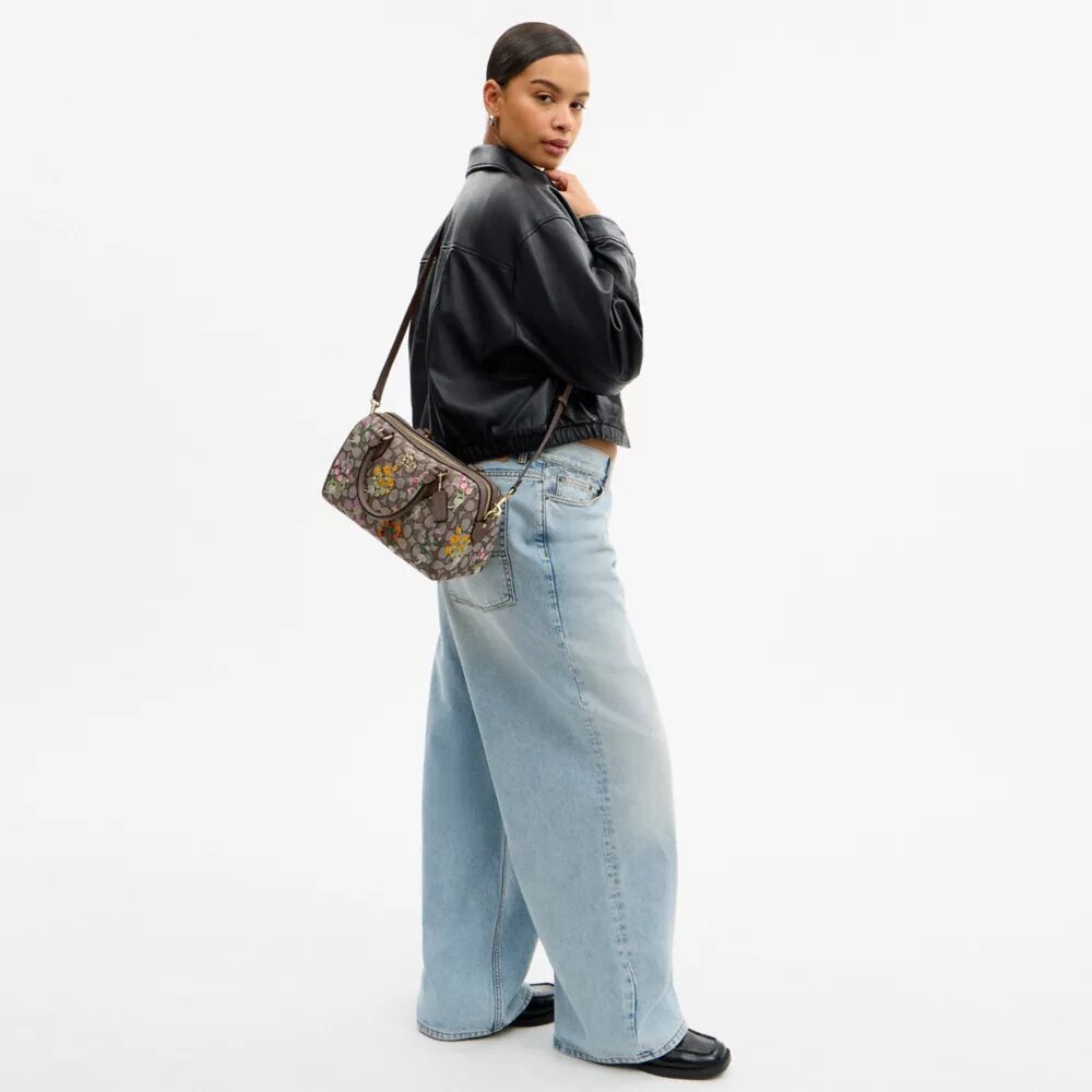 Τσάντα Rowan Satchel από χαρακτηριστικό ζακάρ με λουλουδάτο κέντημα