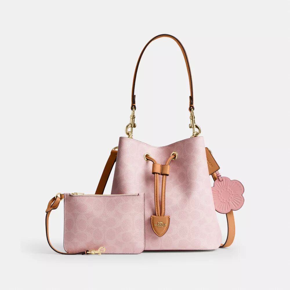 Τσάντα τύπου «bucket» Rowan από Signature Canvas με Γούρια