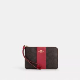 Τσαντάκι χεριού με φερμουάρ στη γωνία από Signature Canvas με ρίγες