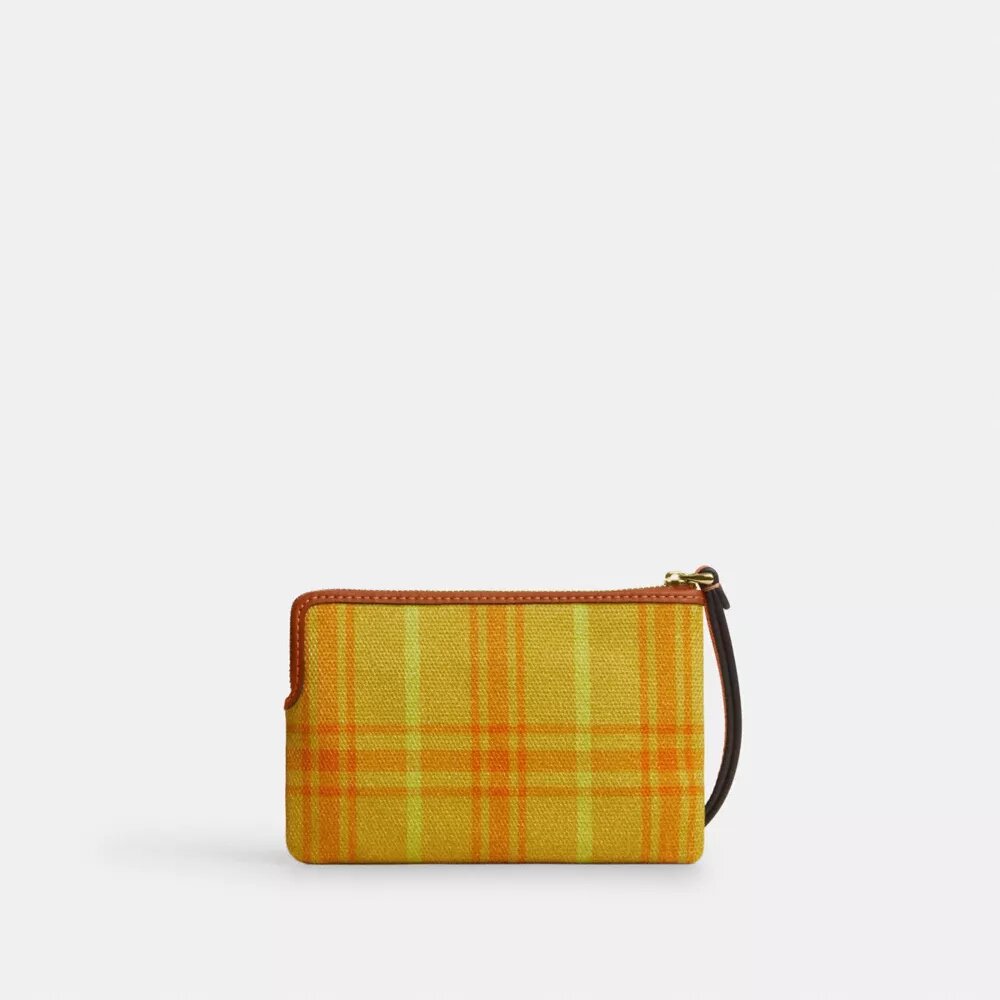 Τσαντάκι καρπού με φερμουάρ στη γωνία από αναγεννημένο βαμβακερό υλικό με καρό μοτίβο