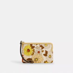Τσαντάκι καρπού με φερμουάρ στη γωνία και floral μοτίβο