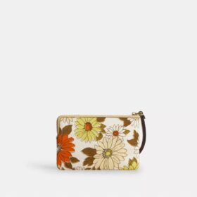 Τσαντάκι καρπού με φερμουάρ στη γωνία και floral μοτίβο